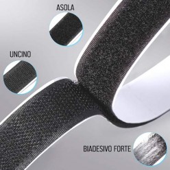 DUOSTRIP Striscia Adesiva con Velcro 20mm 1mt