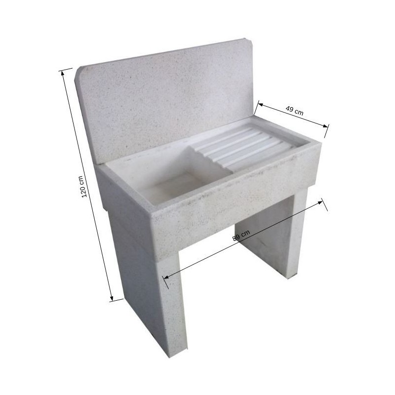 Pilozzo con lavatoio uso lavanderia con piedi in cemento grigio cm 70x63x73  h