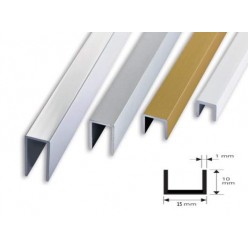 Profilo Canalino a U in Alluminio 10x15x1  mt. 2