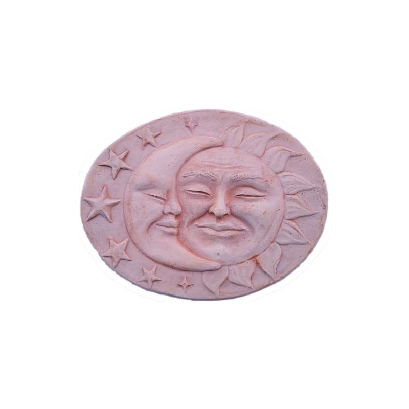 Maschera Sole Luna in Terracotta - Decorazione Bassorilievo