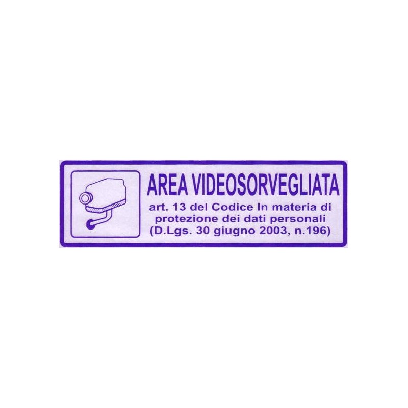 Targhette Adesive Segnaletiche - AREA VIDEOSORVEGLIATA