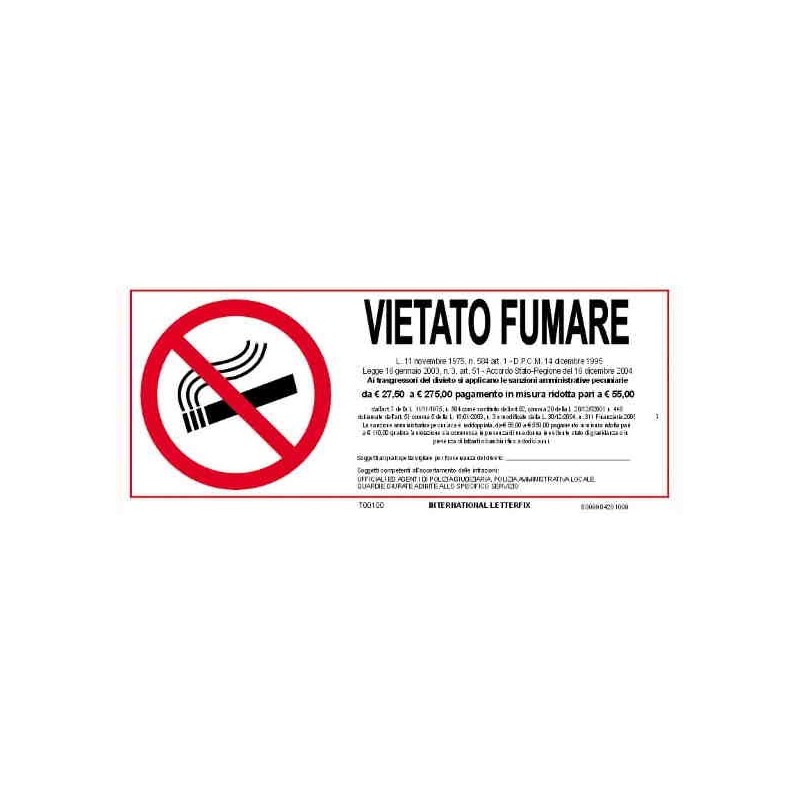 Cartelli di Divieto TARGA CEE - VIETATO FUMARE