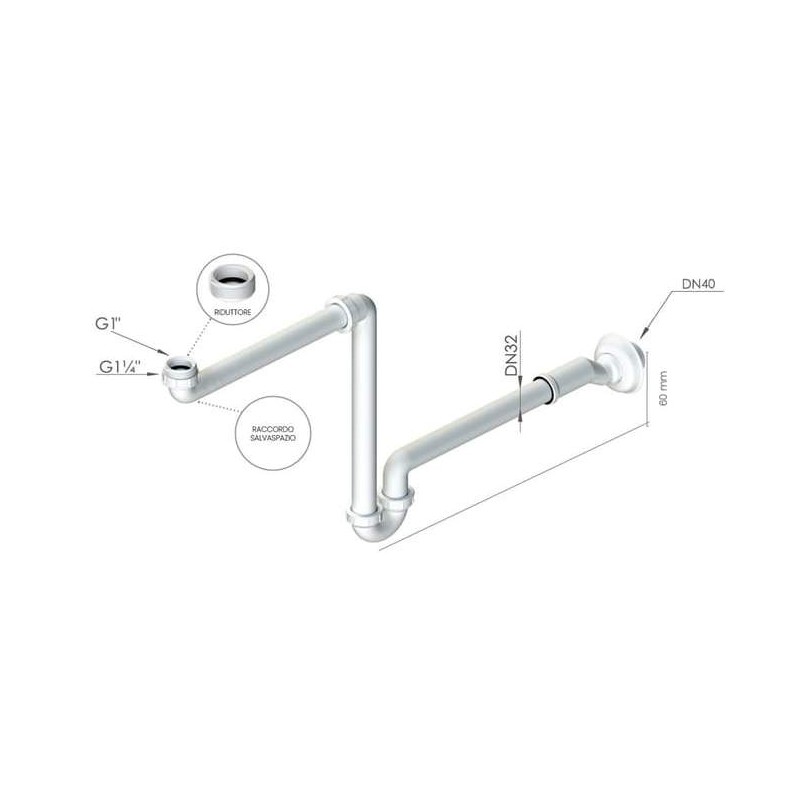 Sifone Salvaspazio Lavabo da 1"1/4
