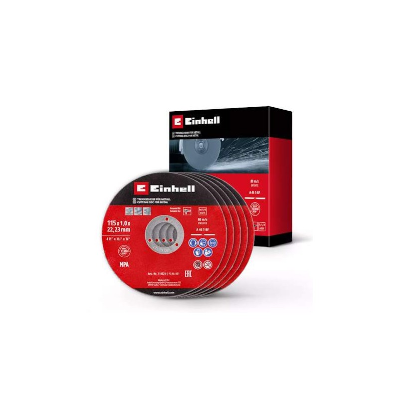 Dischi da taglio sottili per Acciaio Ø 115 spess.1mm Einhell Set di 5 pezzi