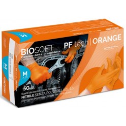 Guanto in nitrile arancione, senza polvere, superficie testurizzata 3D a diamante, idoneità alimentare.